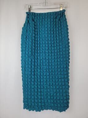Amanda Uprichard Popcorn Bubble Artsy Teal Stretchy Skirt Womens Size Small